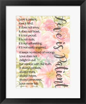 Framed Floral Love is Patient Print