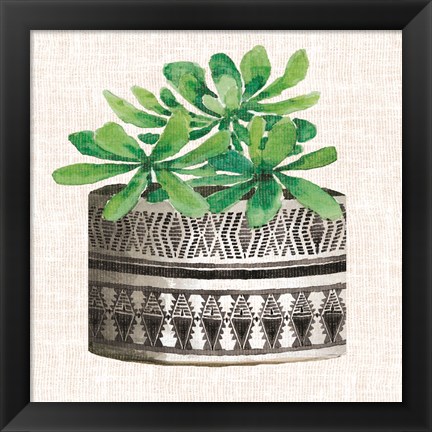 Framed Cactus Mud Cloth Vase II Print