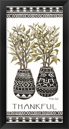 Framed Thankful Mud Cloth Vase Print