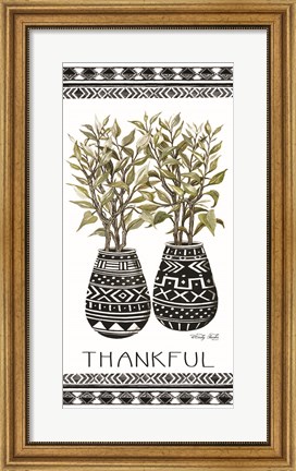 Framed Thankful Mud Cloth Vase Print