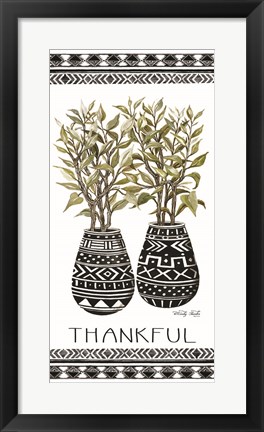 Framed Thankful Mud Cloth Vase Print