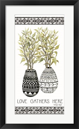 Framed Love Gathers Here Mud Cloth Vase Print