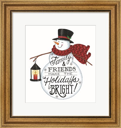 Framed Holidays Bright Snowman Print