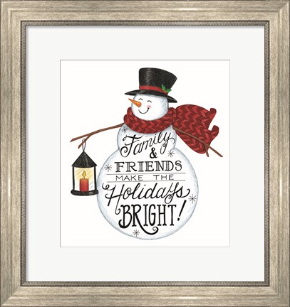 Framed Holidays Bright Snowman Print