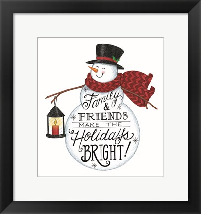 Framed Holidays Bright Snowman Print