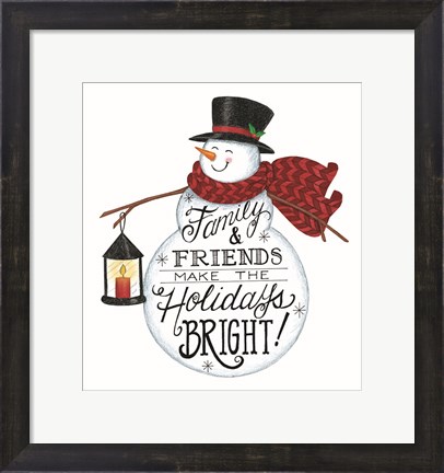 Framed Holidays Bright Snowman Print