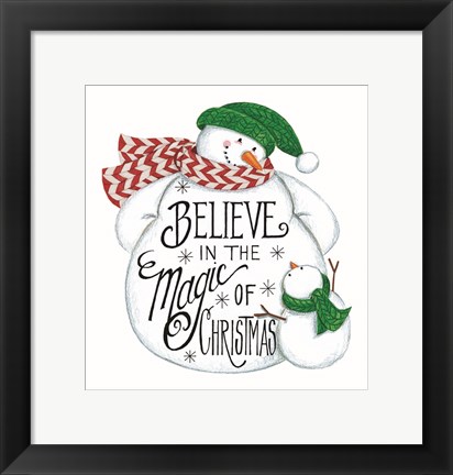 Framed Believe Snowman Print