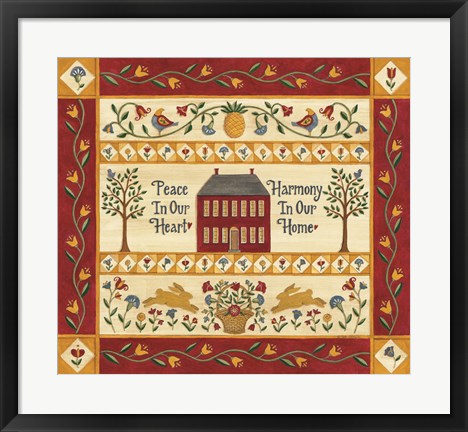 Framed Harmony in Our Home Sampler Print