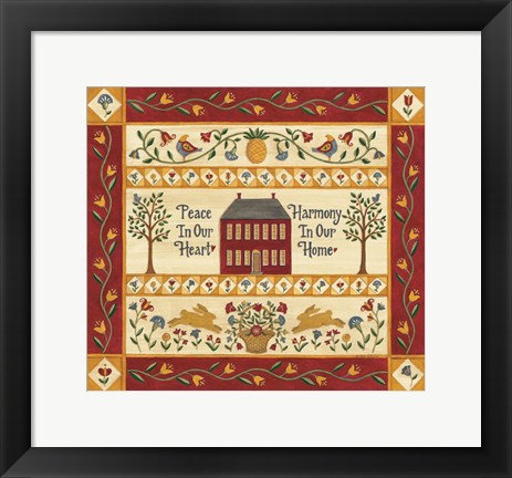 Framed Harmony in Our Home Sampler Print