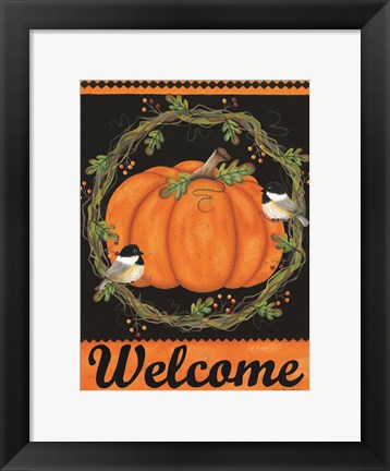 Framed Chickadee Welcome Print