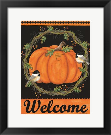 Framed Chickadee Welcome Print