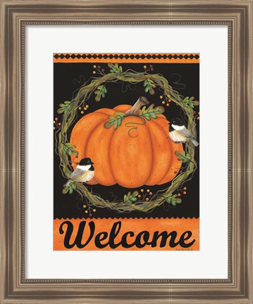 Framed Chickadee Welcome Print