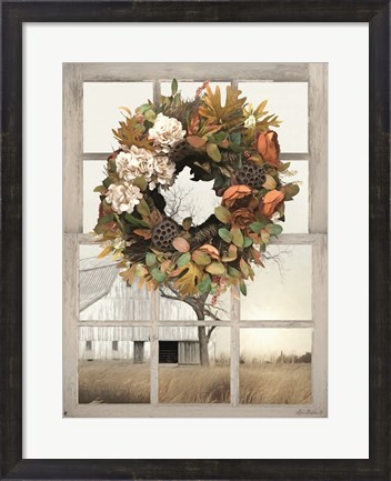 Framed Fall Window View I Print