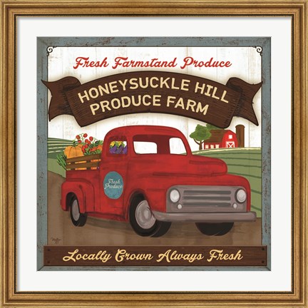 Framed Honeysuckle Hill Produce Farm Print