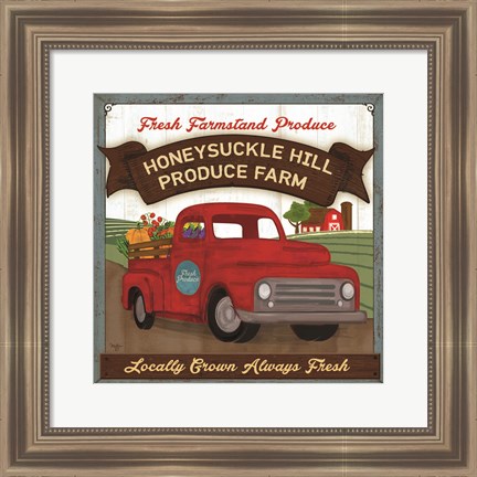 Framed Honeysuckle Hill Produce Farm Print