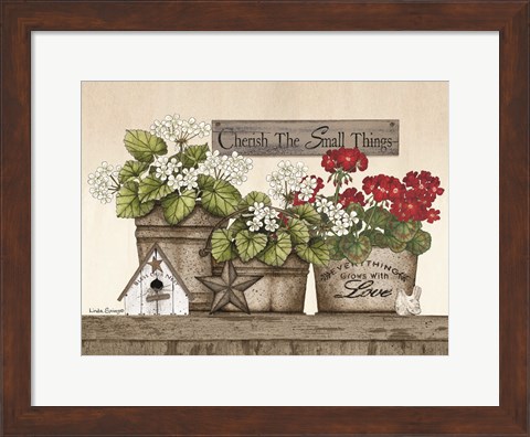 Framed Cherish the Small Things Geraniums Print