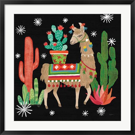 Framed Lovely Llamas III Christmas Black Print