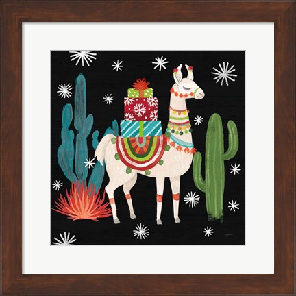 Framed Lovely Llamas II Christmas Black Print