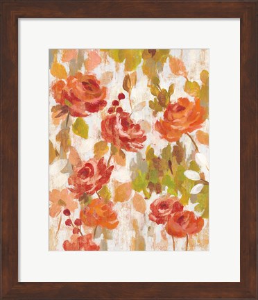 Framed Red and Orange Brocade I Print