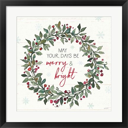 Framed Holiday on the Farm IX Merry and Bright Print