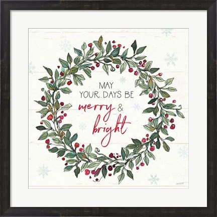 Framed Holiday on the Farm IX Merry and Bright Print