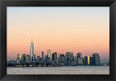 Framed Manhattan Skyline At Sunset Print