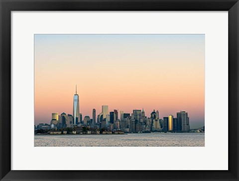 Framed Manhattan Skyline At Sunset Print