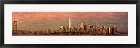 Framed NYC Panoramic At Sunset 5 Print