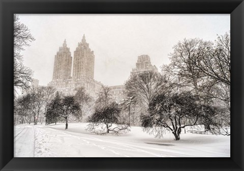 Framed Blizzard In Central Park Print