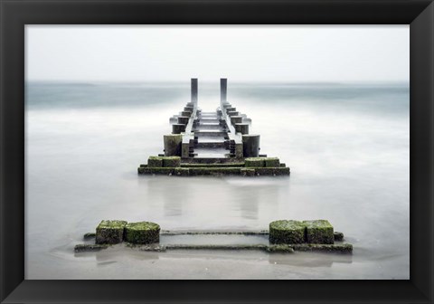 Framed Fog On Pier 3 Print