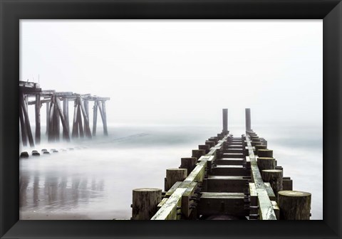 Framed Fog On Piers Print