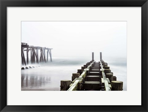 Framed Fog On Piers Print