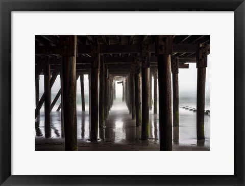 Framed Fog Under Pier Print