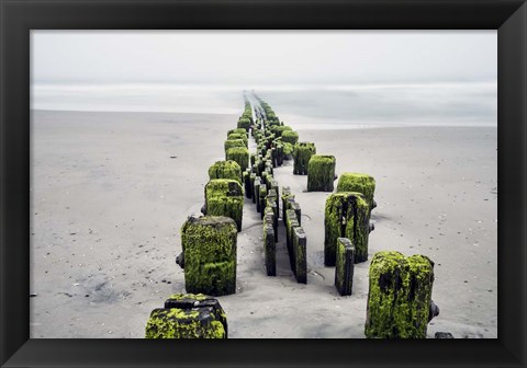 Framed FMK-307 Fog On Beach Print