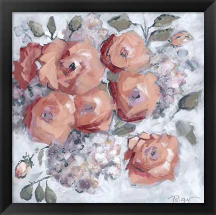 Framed Hydrangeas and Roses Floral Party Print