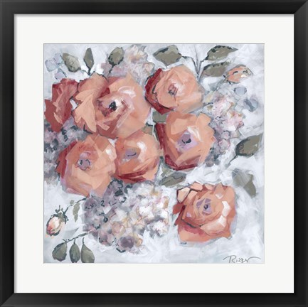 Framed Hydrangeas and Roses Floral Party Print