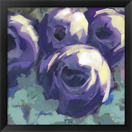 Framed Passion for Purple Abstract Floral Print