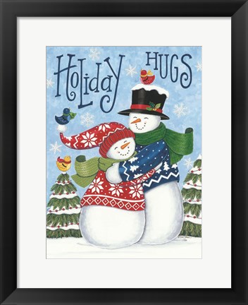 Framed Holiday Hugs Snowmen Print