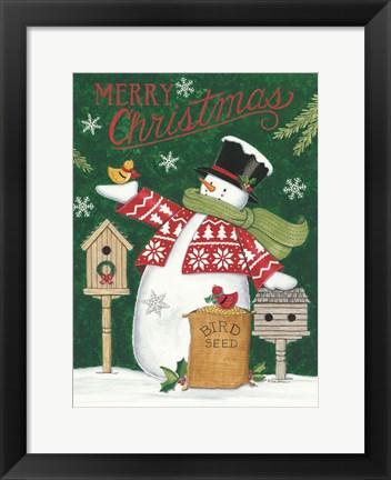 Framed Merry Christmas Snowman Print