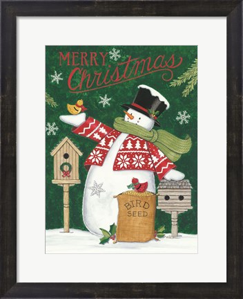 Framed Merry Christmas Snowman Print