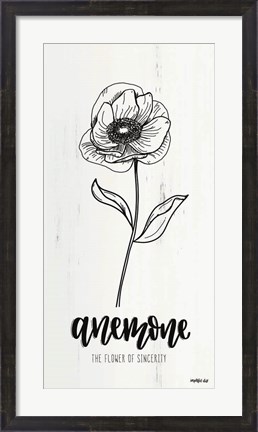 Framed Anemone - the Flower of Sincerity Print