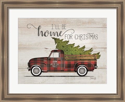 Framed Home for Christmas Vintage Truck Print