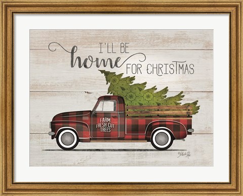 Framed Home for Christmas Vintage Truck Print