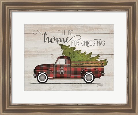 Framed Home for Christmas Vintage Truck Print